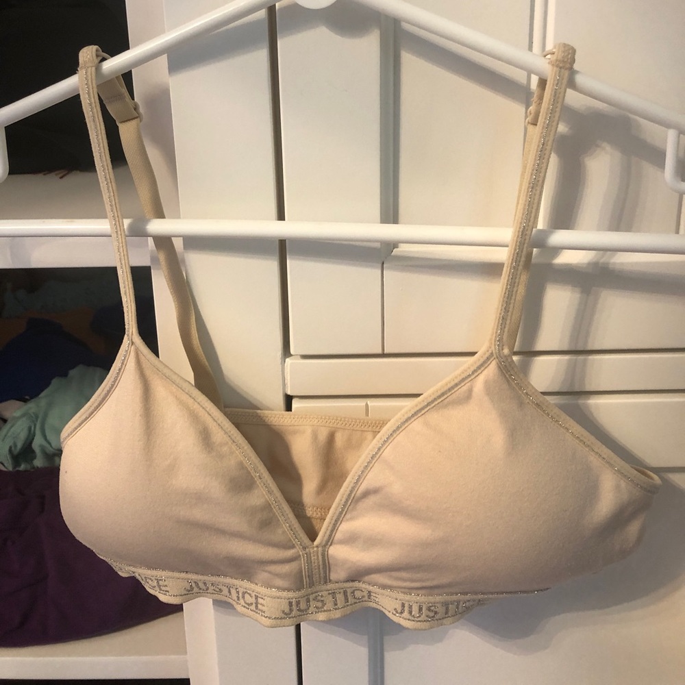 Justice Convertible Adjustable Bralette with Logo and Sparkly Design